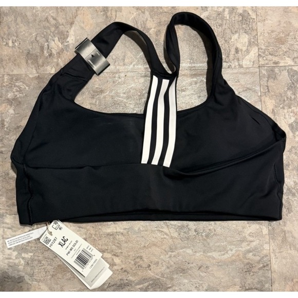 adidas Womens Powerimpact Medium Support Training Bra Black/White XL A-C NWT - Picture 4 of 8